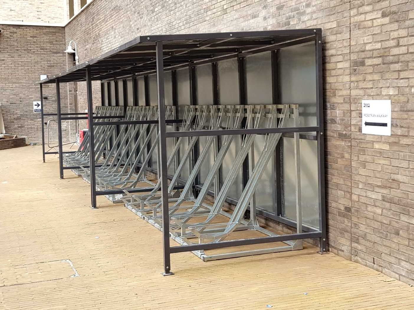 Semi Vertical Bike Rack Shelter Image