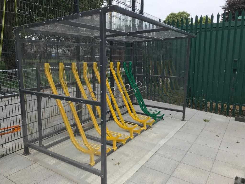 Semi Vertical Bike Rack Shelter Image